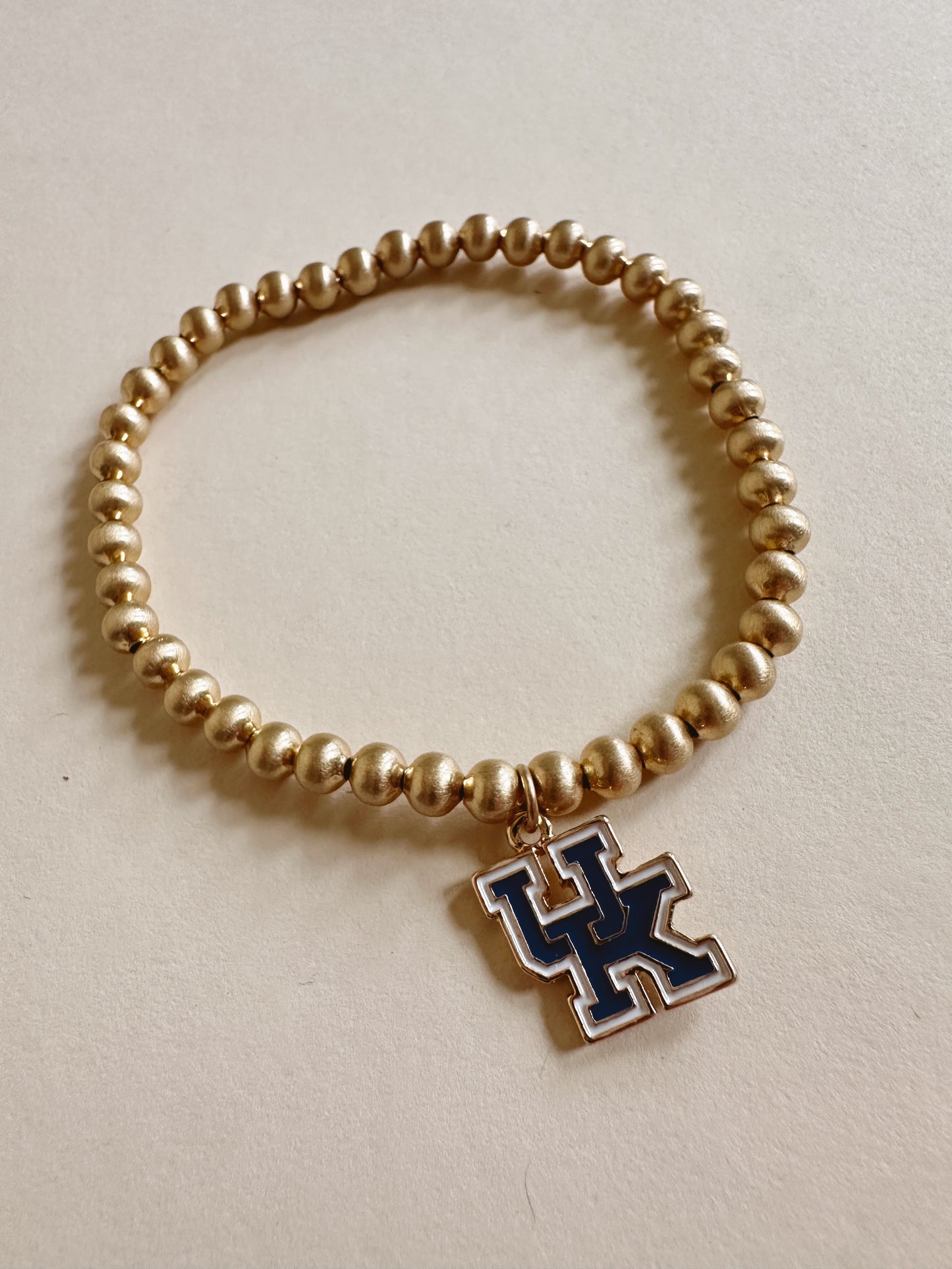 Kentucky Wildcats Ball Bead Stretch Bracelet in Satin Gold