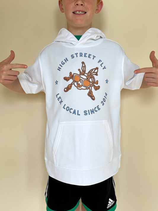 Youth Short Sleeve Hoodie - Fly Logo White