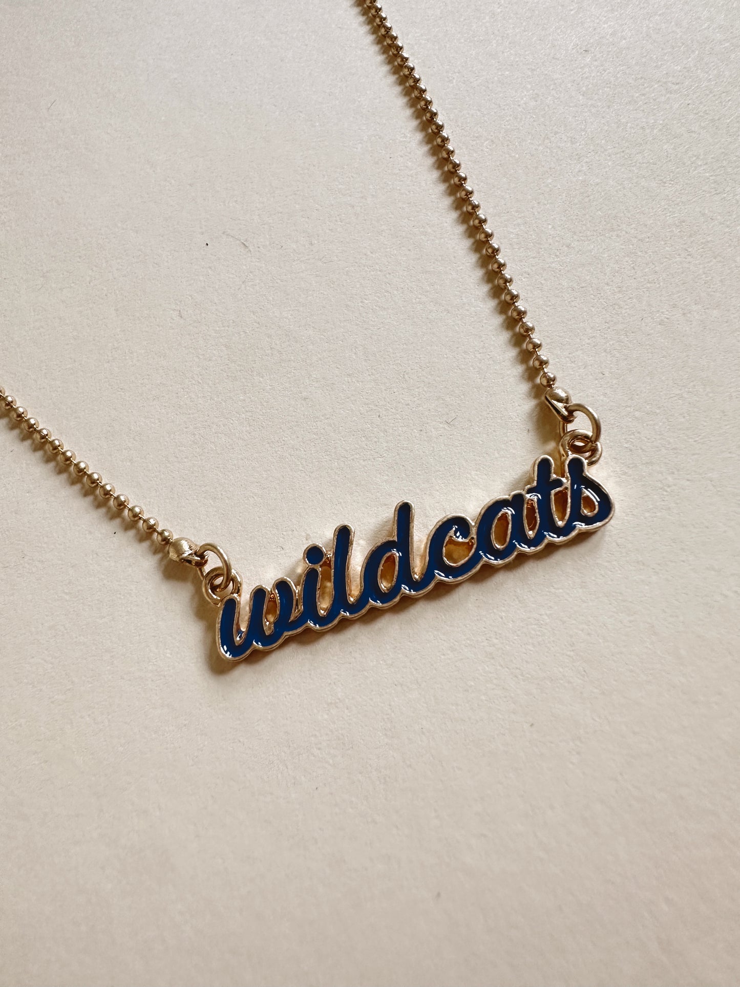 Kentucky Wildcats Enamel Script Necklace in Blue
