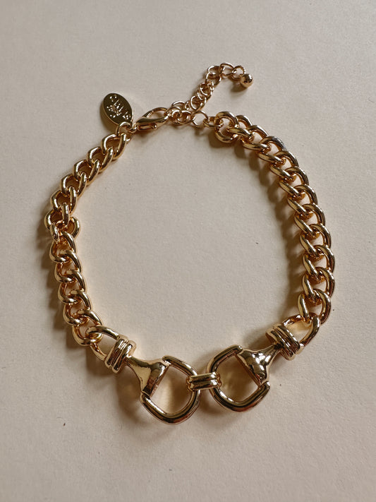 Linked Horsebit Bracelet in Shiny Gold