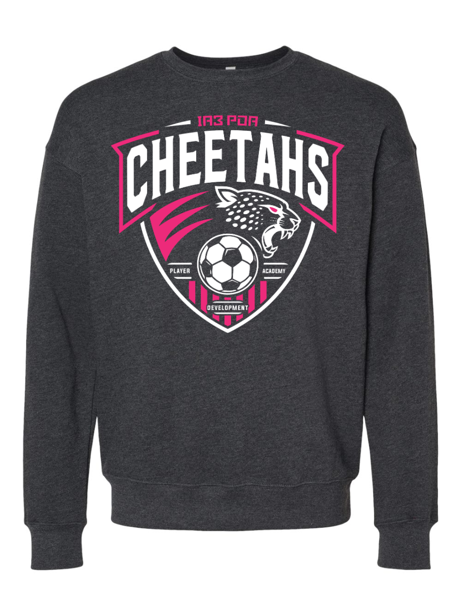 PDA Cheetahs Unisex ADULT Crew Vtg Black