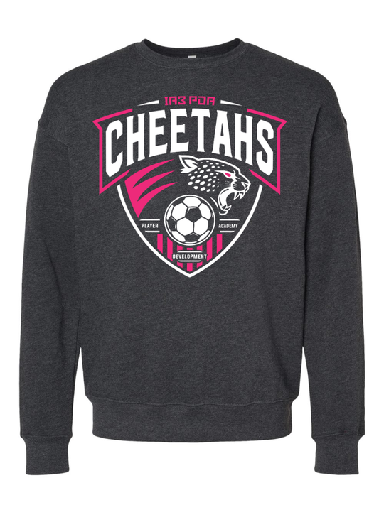 PDA Cheetahs Unisex ADULT Crew Vtg Black
