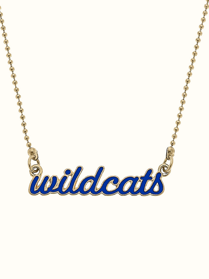 Kentucky Wildcats Enamel Script Necklace in Blue