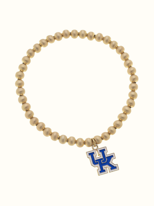 Kentucky Wildcats Ball Bead Stretch Bracelet in Satin Gold