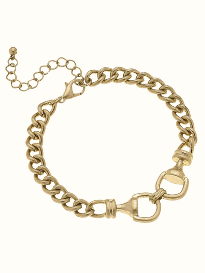 Linked Horsebit Bracelet in Shiny Gold