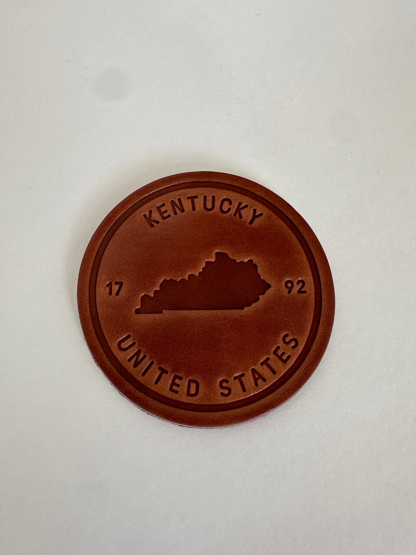 Kentucky State Silhouette Leather Coaster